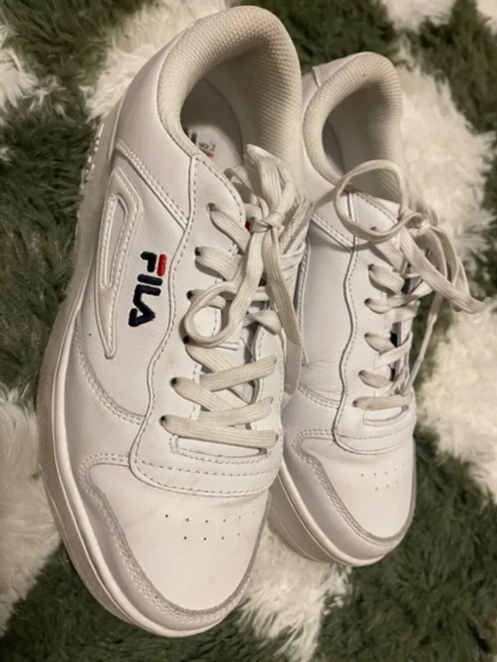 FILA FX-115 White Leather Lace-Up Platform Sneakers